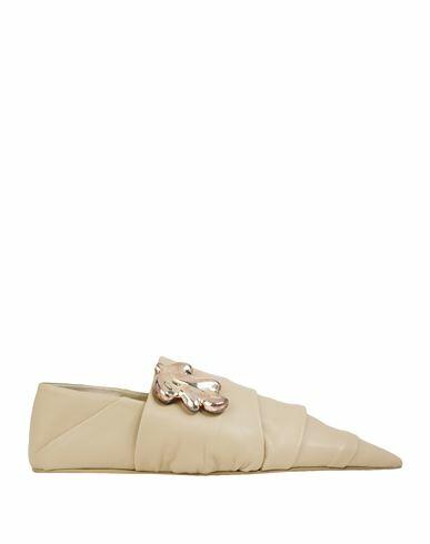 Jil Sander Woman Loafers Beige Leather Cover