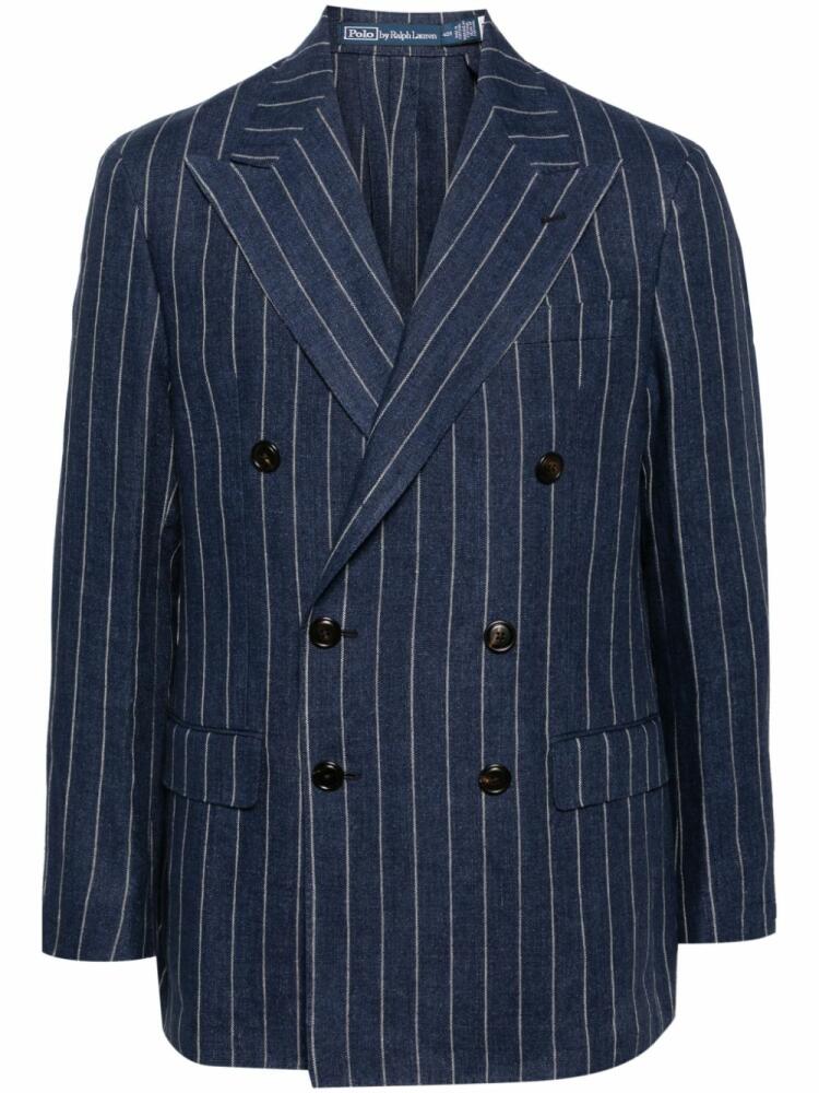 Polo Ralph Lauren stripe-pattern linen blazer - Blue Cover