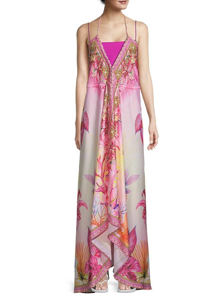 Ranee's Women's Floral Halter Maxi Coverup Dress - Blush Cover