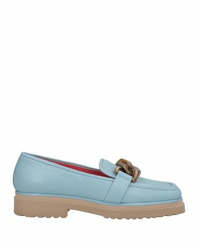 Pas De Rouge Woman Loafers Sky blue Soft Leather Cover