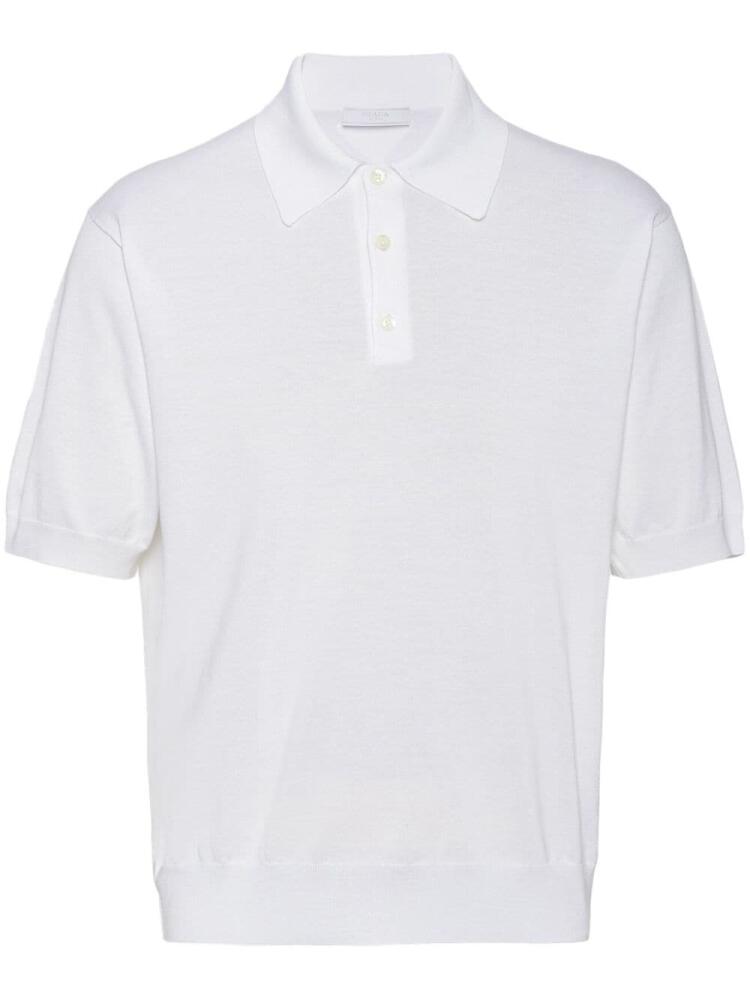 Prada Triangle-logo cotton polo shirt - White Cover