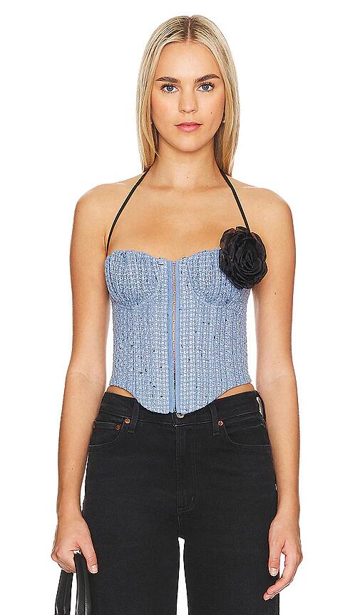 Lovers and Friends Domino Bustier Top in Blue Cover