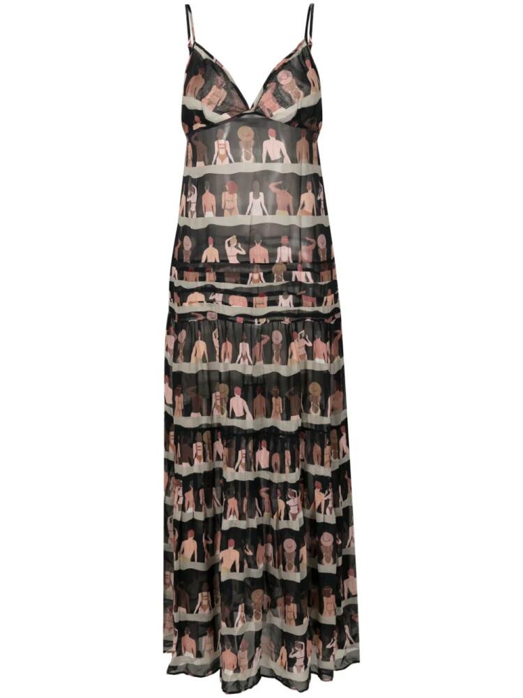 Amir Slama graphic-print silk maxi dress - Black Cover