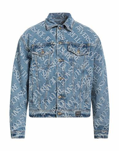 Versace Jeans Couture Man Denim outerwear Blue Cotton, Polyester, Elastane Cover