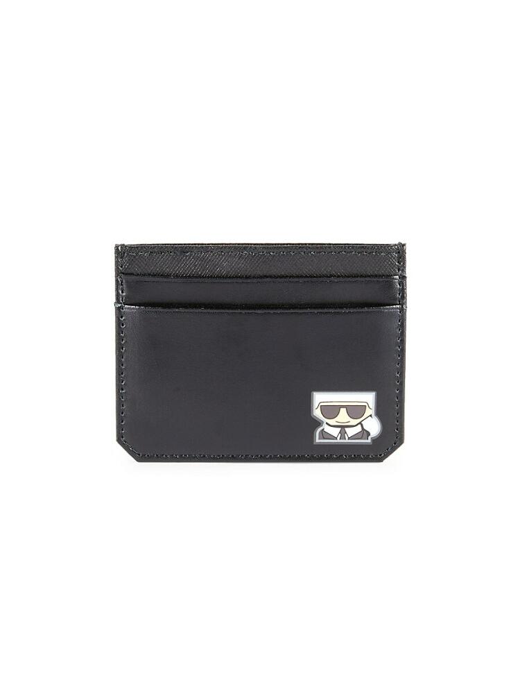 Karl Lagerfeld Paris Men's Karl Leather Card Case - Black Cover