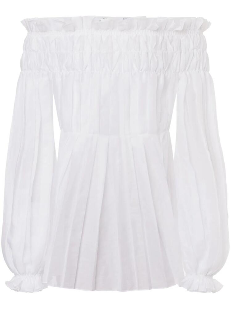 Alberta Ferretti pleated off-shoulder blouse - White Cover