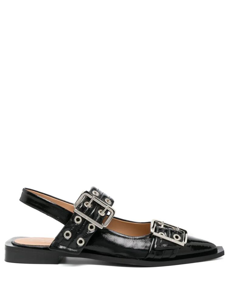 GANNI eyelet-detail slingback pumps - Black Cover