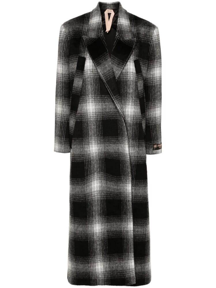 Nº21 plaid-check coat - Black Cover