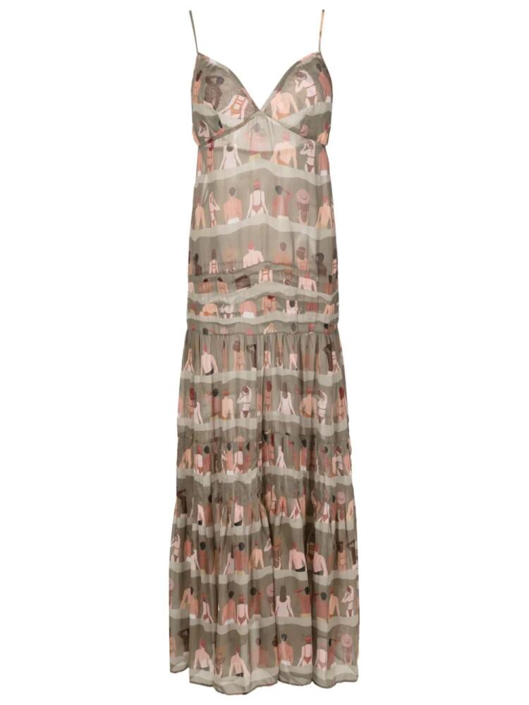 Amir Slama graphic-print silk maxi dress - Green Cover