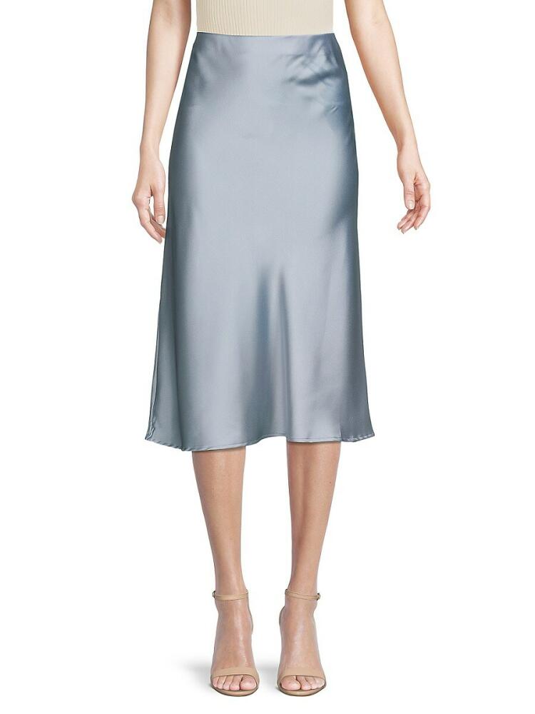 Renee C. Women's Satin Midi Skirt - Steel Blue Cover