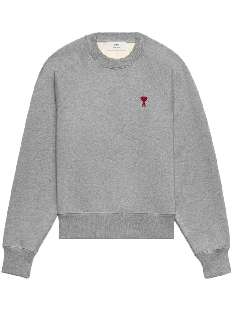 AMI Paris logo-embroidered organic-cotton sweatshirt - Grey Cover