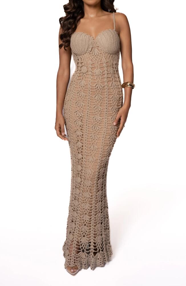 JLUXLABEL Odyssey Crochet Maxi Dress in Beige Cover