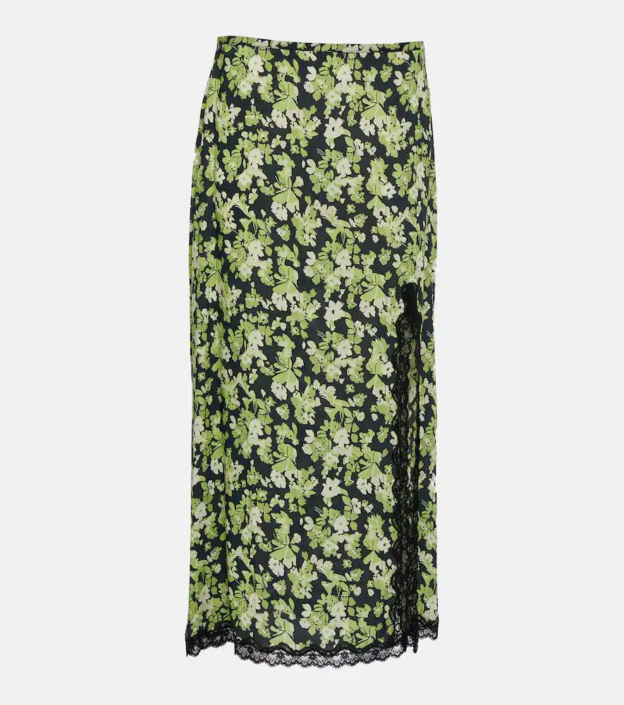 Rixo Sibilla floral lace-trimmed midi skirt Cover