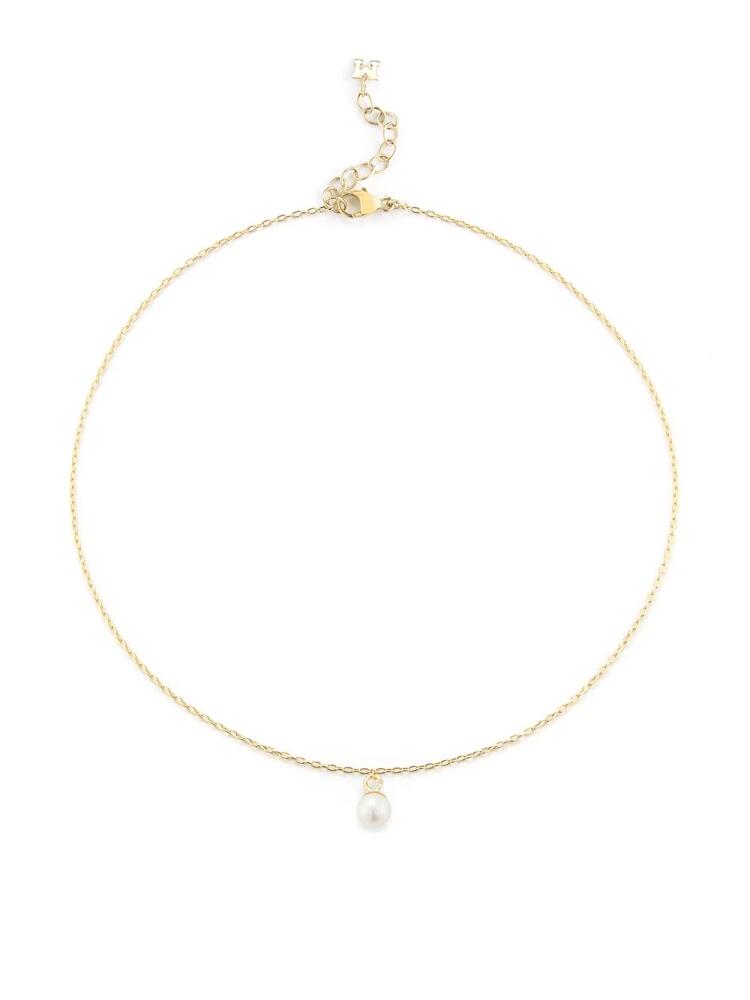 Mateo 14kt yellow gold single pearl drop chain anklet Cover