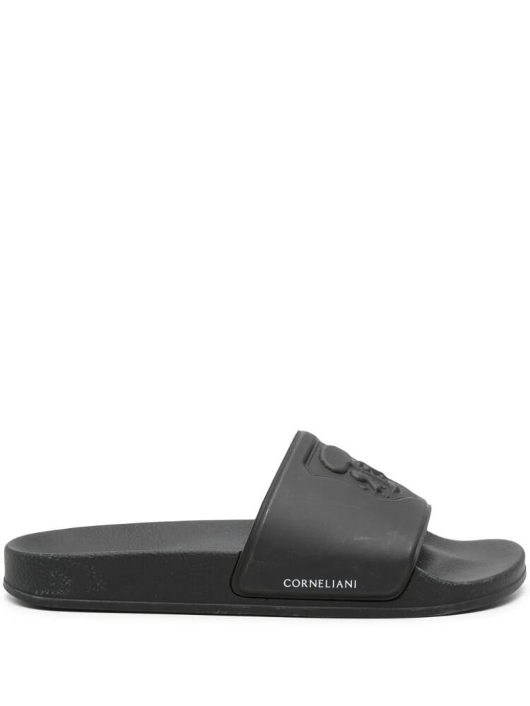 Corneliani logo-debossed slides - Black Cover