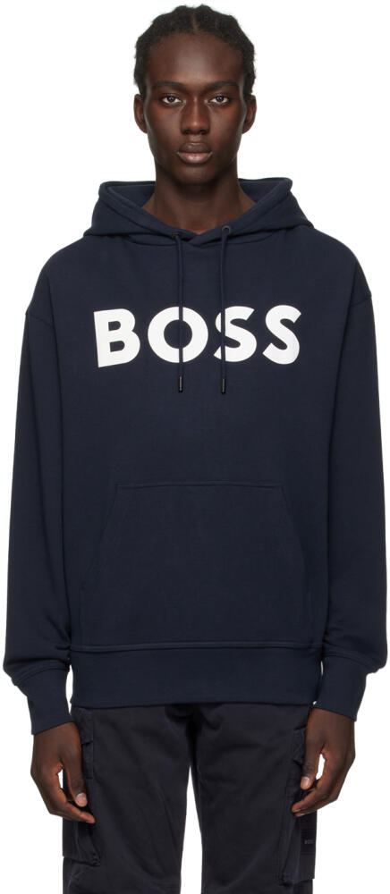 BOSS Navy Bonded Hoodie Cover