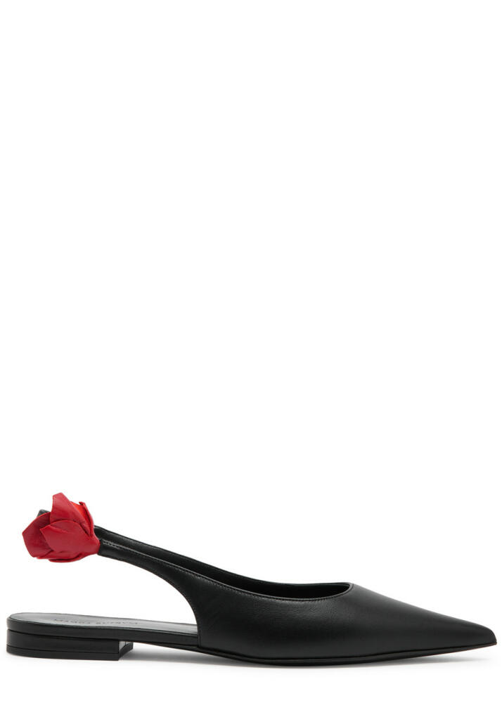 Magda Butrym Floral-embellished Leather Slingback Flats - Black Cover