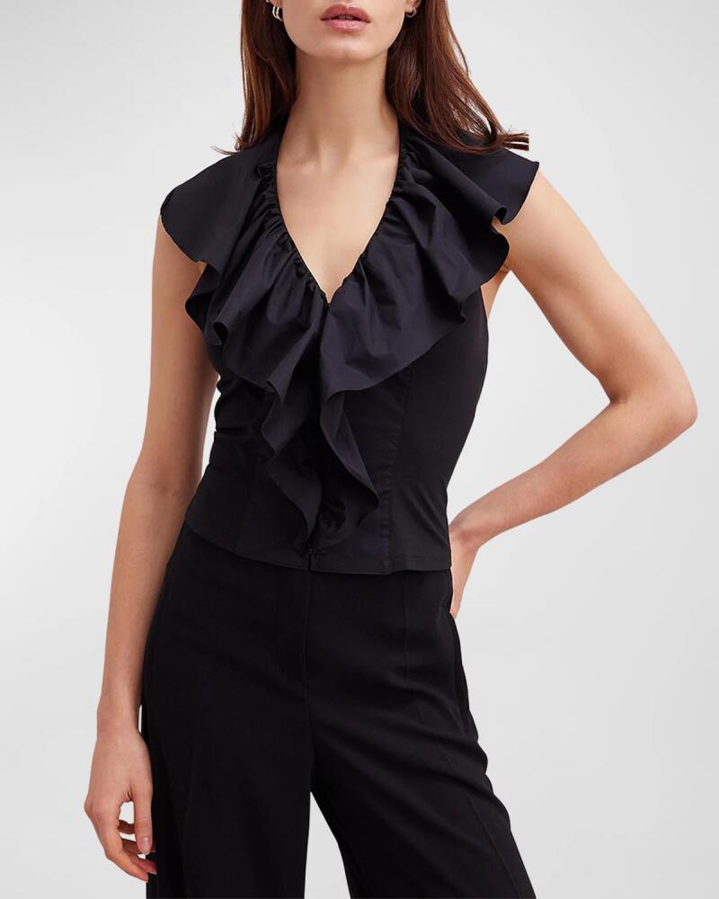 Anne Fontaine Vanes Ruffle Poplin Halter blouse Cover