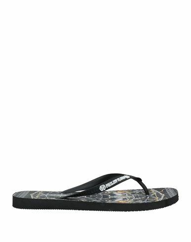 Philipp Plein Man Thong sandal Black Plastic Cover