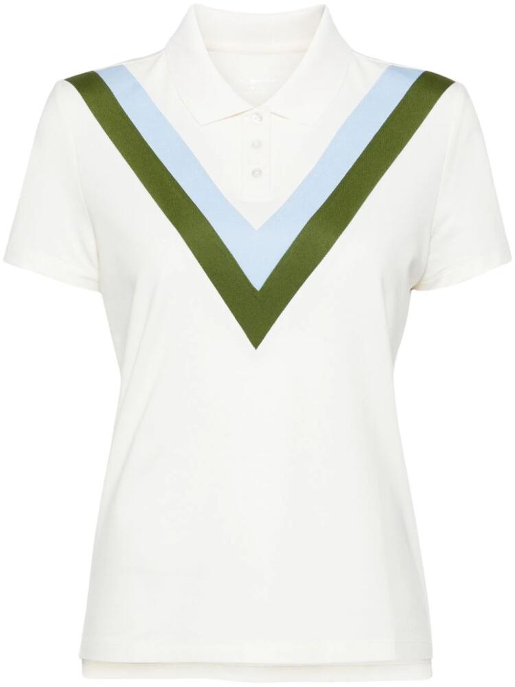 Tory Burch Chevron-print polo top - Neutrals Cover