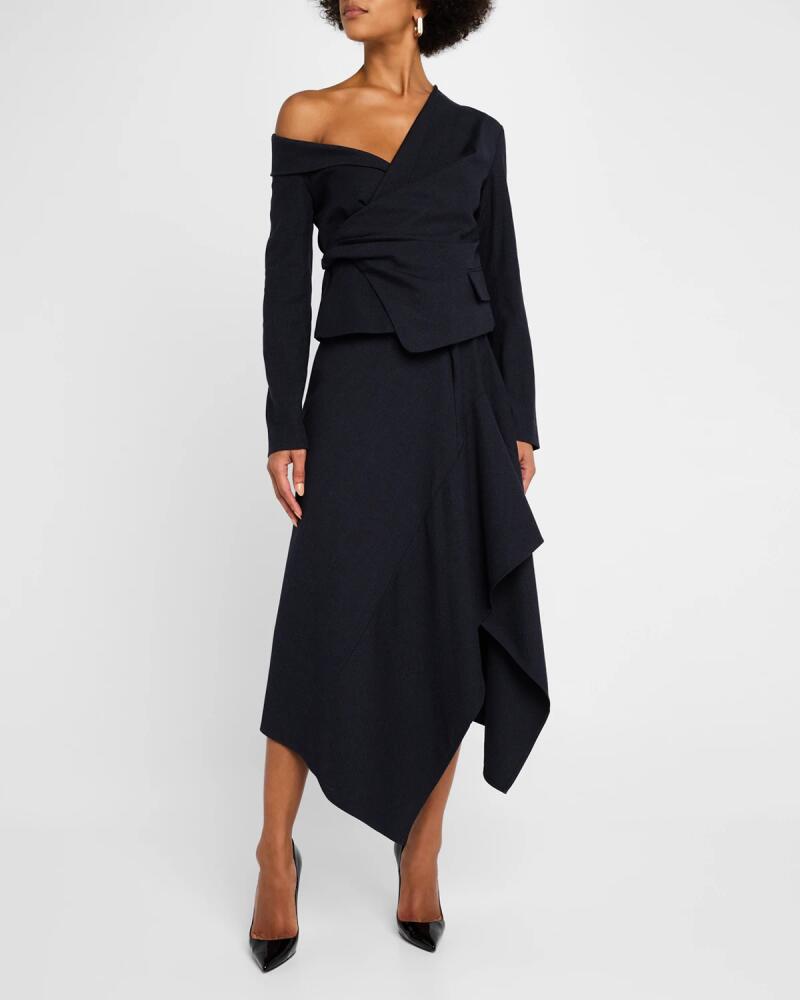 A.L.C. Draped Navy Midi Skirt Cover