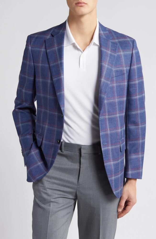 Peter Millar Tailored Fit Plaid Wool, Silk & Linen Blend Sport Coat in Blue Cover