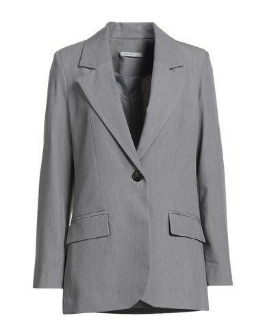 Biancoghiaccio Woman Blazer Grey Polyester, Viscose, Elastane Cover