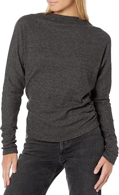 Michael Stars Clarke Dolman Long Sleeve Top (Charcoal) Women's Clothing Cover