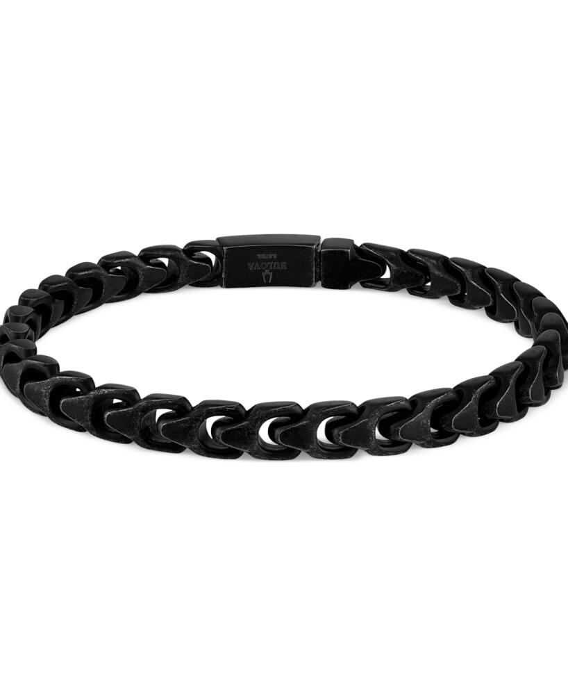 Bulova Men's Link Bracelet in Black Matte Stainless Steel - Black Matte Cover