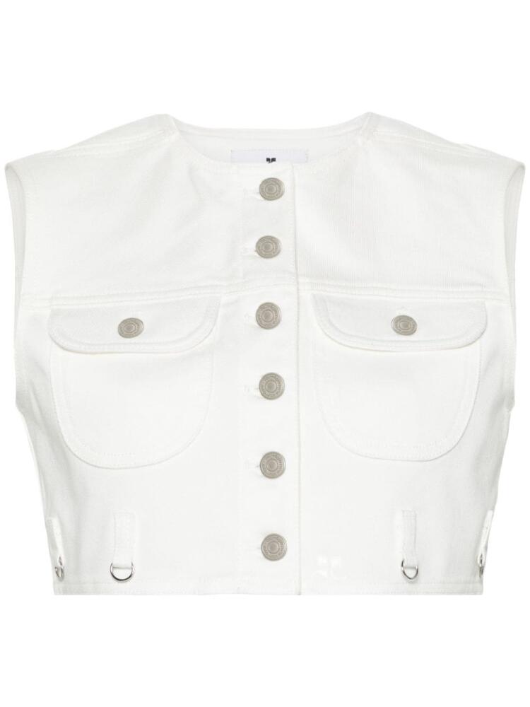 Courrèges cropped denim vest - White Cover