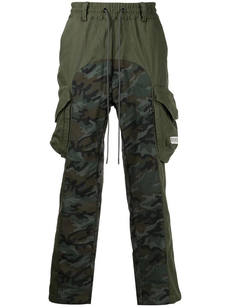 Mostly Heard Rarely Seen camouflage-panel cargo trousers - Green Cover