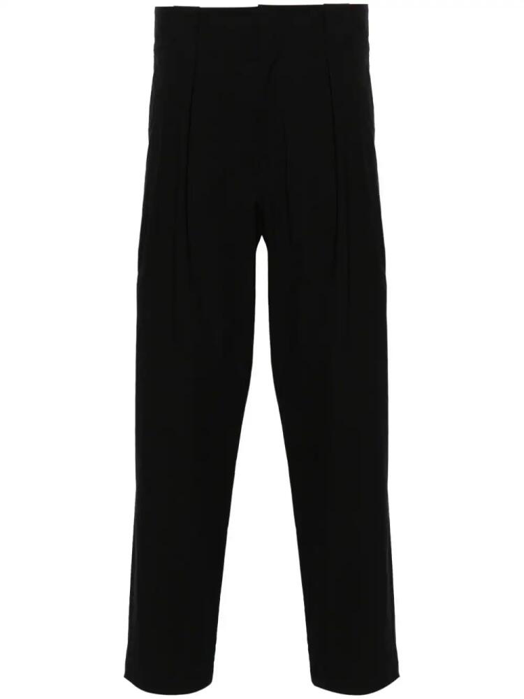 Attachment pleated straight tailored trousers - Black Cover