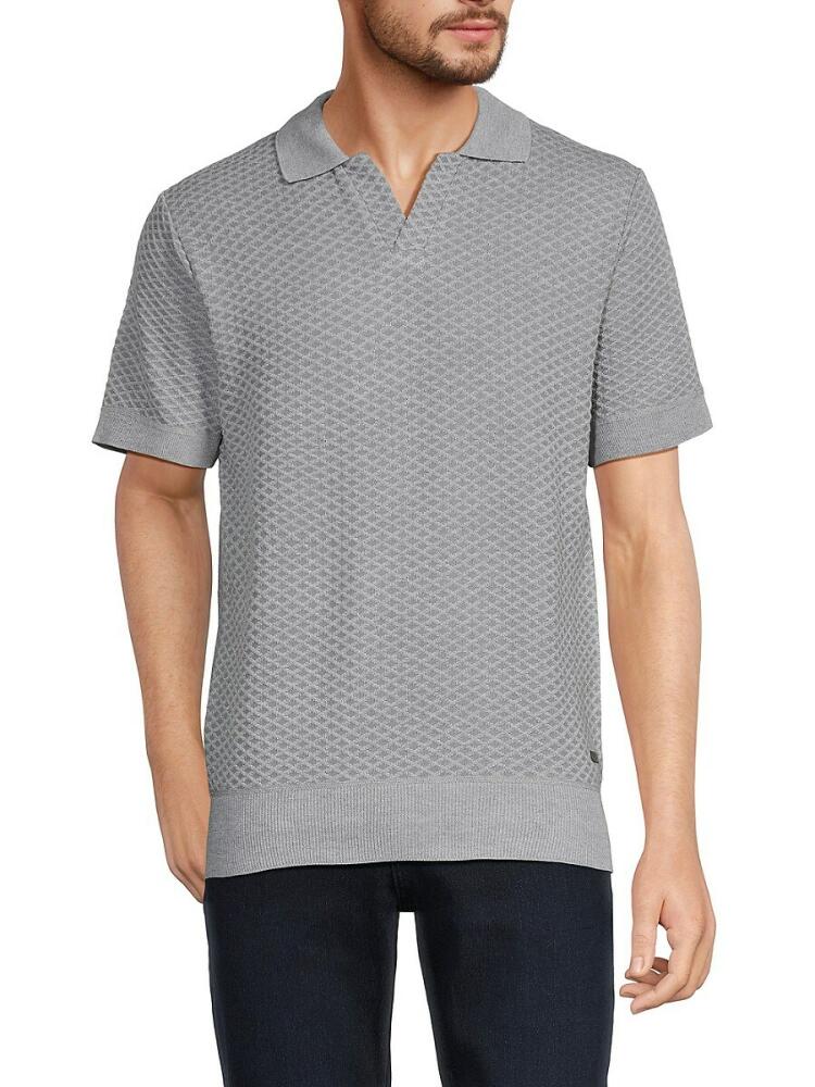 BUFFALO David Bitton Men's Willians Johnny Collar Sweater Polo - Grey Mix Cover