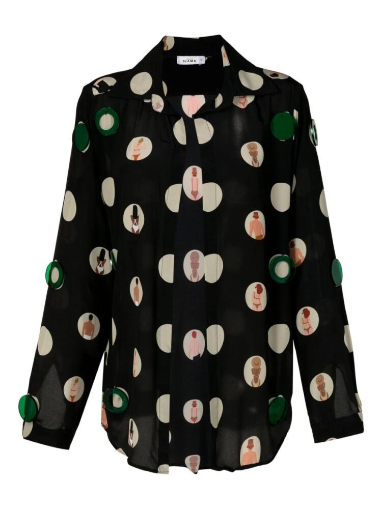 Amir Slama graphic-print silk blouse - Black Cover