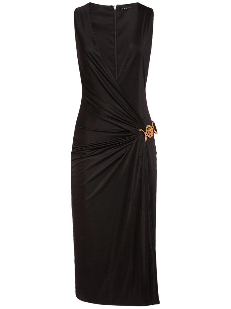 VERSACE Draped Viscose Jersey Midi Dress Cover