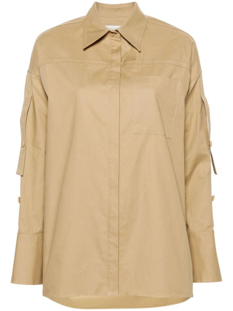 3.1 Phillip Lim gathered-sleeves cotton shirt - Neutrals Cover