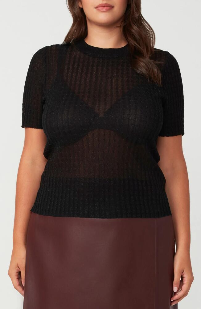 Estelle Giselle Metallic Short Sleeve Sweater in Black Cover