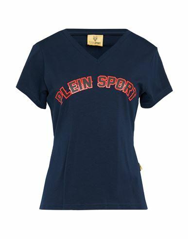 Plein Sport Woman T-shirt Navy blue Cotton, Elastane Cover