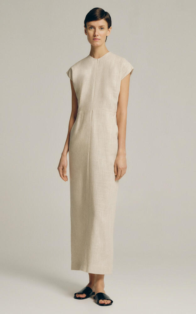 Sophie et Voila - Linen-Blend Midi Dress - Neutral Cover