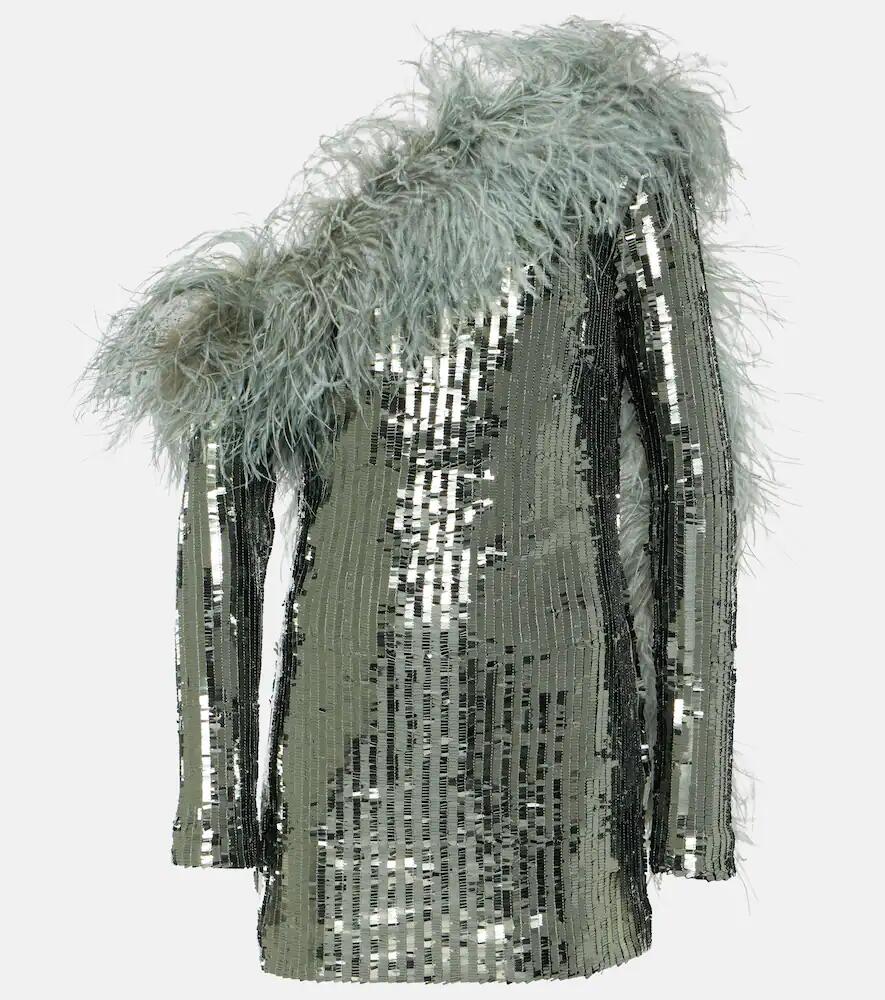 Taller Marmo Mini Garbo sequined feather-trimmed minidress Cover