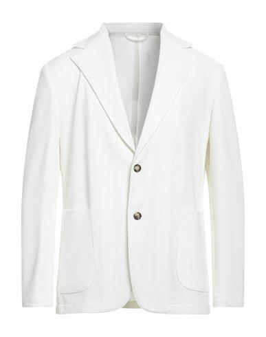 Giampaolo Man Blazer White Polyester, Elastane Cover