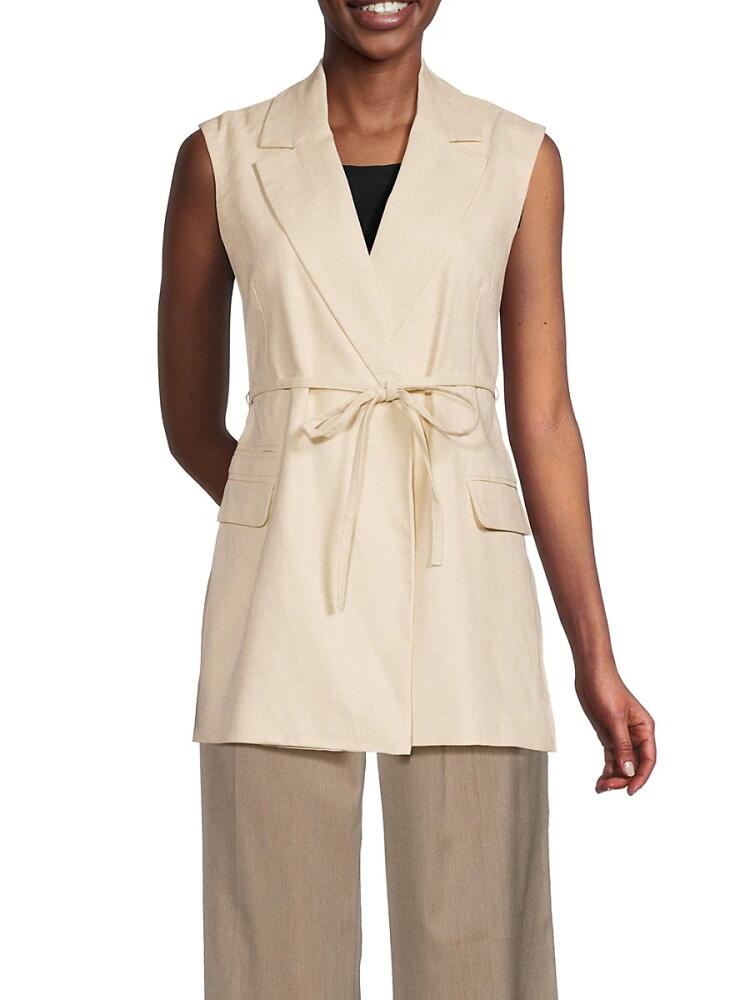 Vero Moda Women's Lillmae Belted Linen Blend Vest - Oatmeal Cover