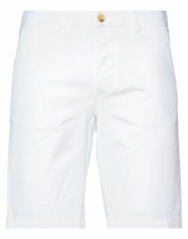 Blauer Man Shorts & Bermuda Shorts White Cotton, Elastane Cover