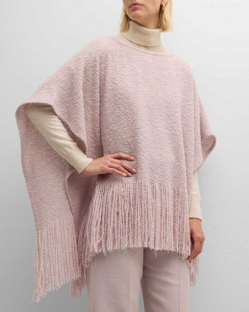 Alonpi Fringed Boucle Cashmere & Silk Poncho Cover