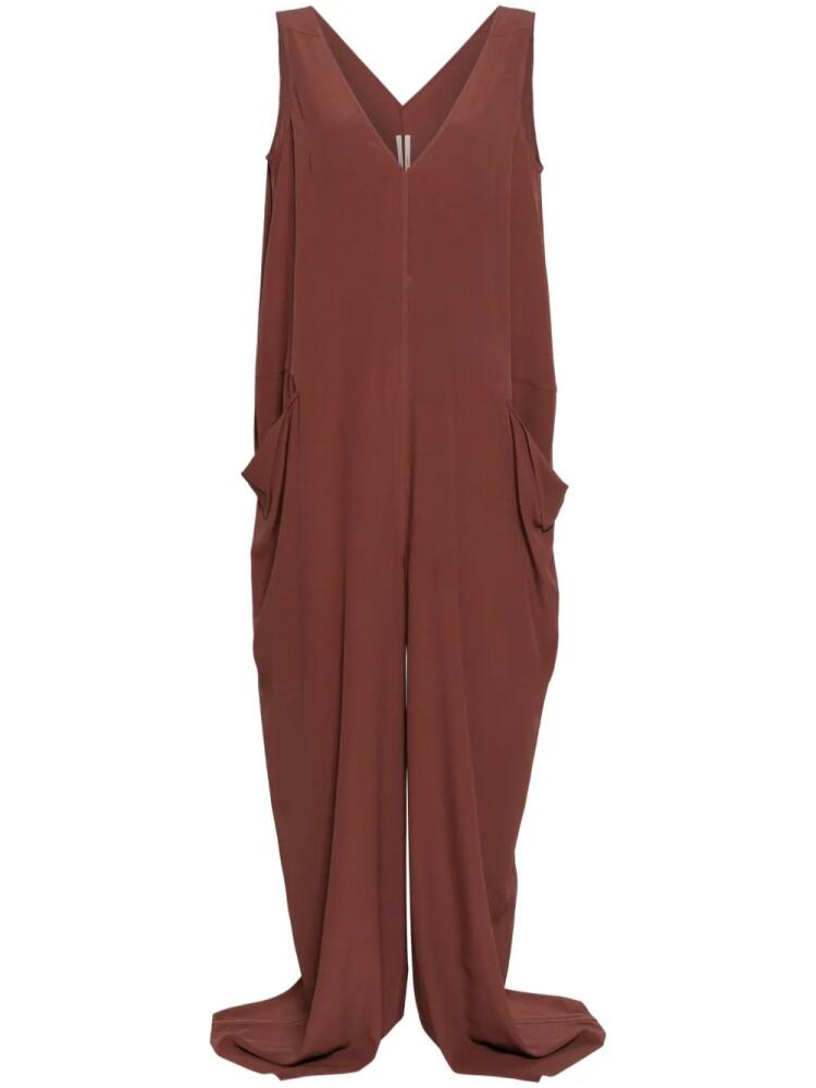 Rick Owens V-neck crepe jumpsuit - Brown Cover