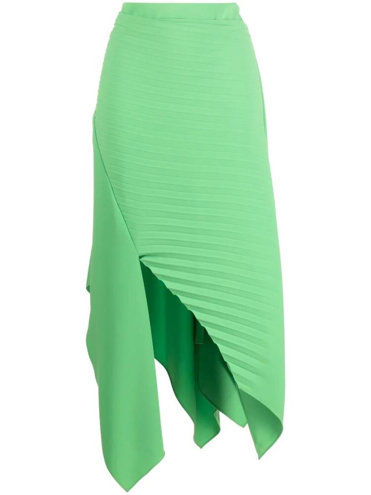 A.W.A.K.E. Mode pleated asymmetric midi skirt - Green Cover