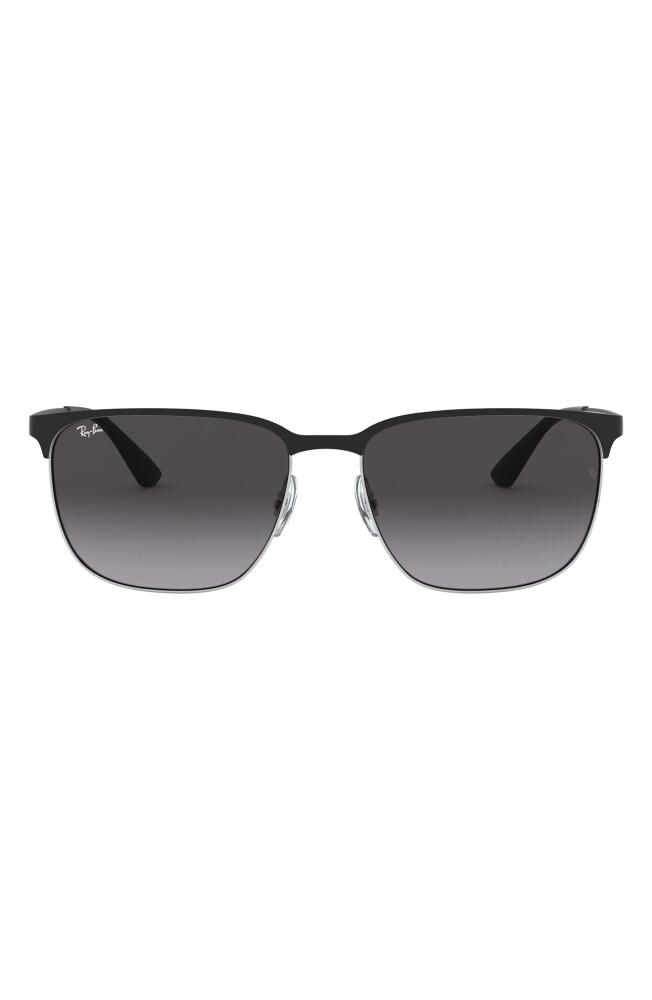 Ray-Ban 59mm Gradient Square Sunglasses in Silver/Black/Grey Gradient Cover