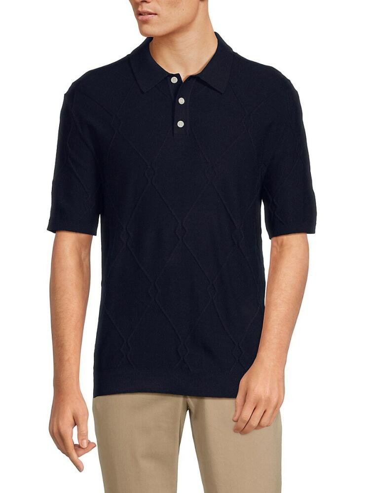 Tahari Men's Piped Polo Sweater - Navy Cover