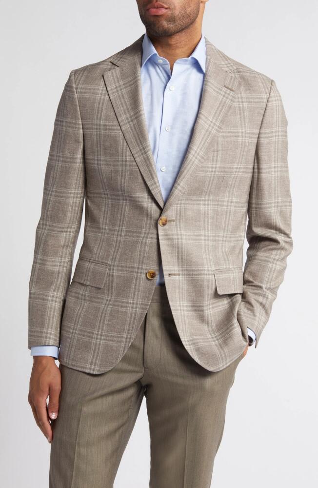 Peter Millar Hyperlight Soft Plaid Wool Sport Coat in Tan Cover