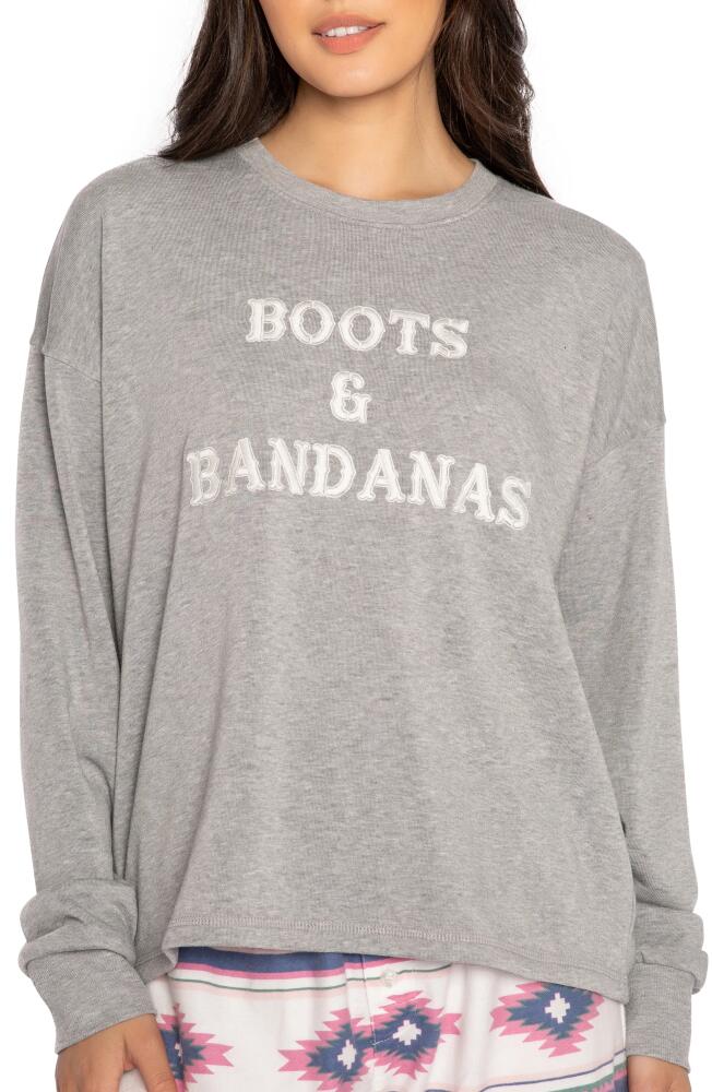 PJ Salvage Embroidered Long Sleeve Pajama Top in Heather Grey Cover